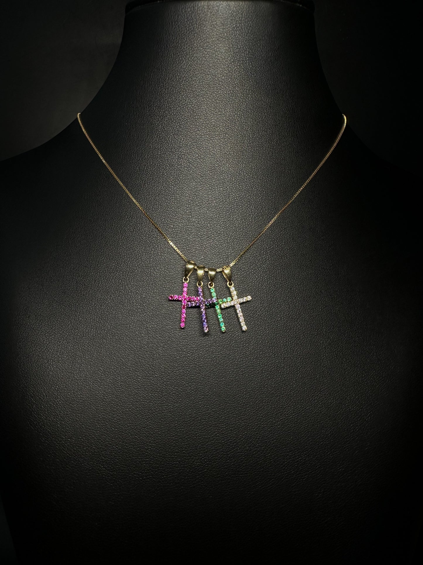 14KT Reversible CZ Cross Pendant
