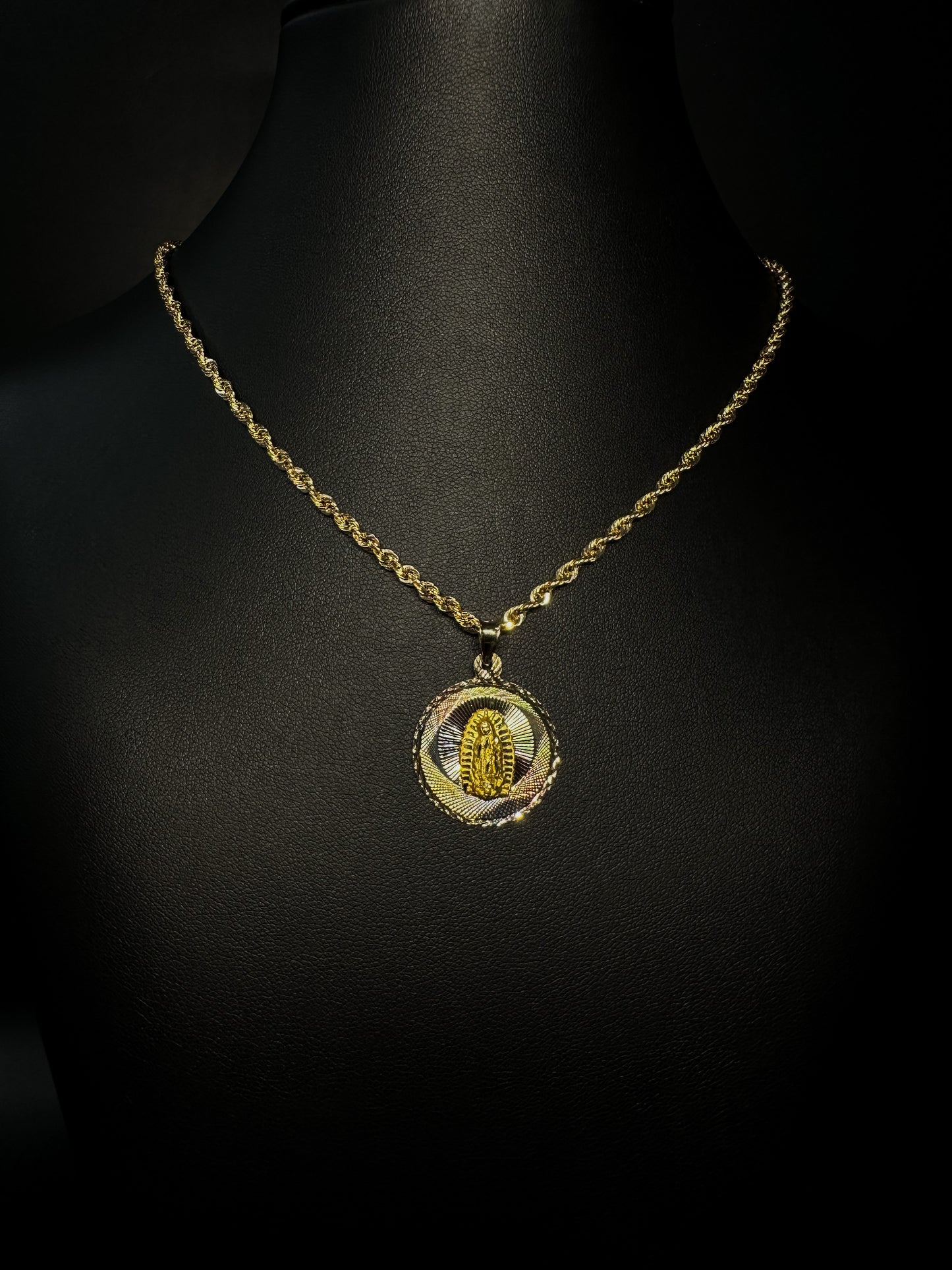 14KT 3-Tone Virgen De Guadalupe Pendant