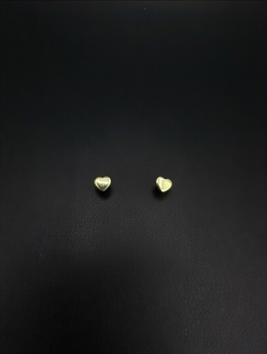 14KT 3mm Heart Shape Stud Earrings w/ Screw Back