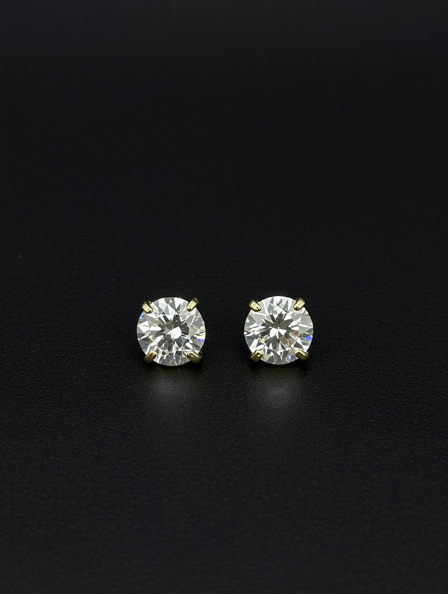 14KT 5mm CZ Stud Earrings (Screw Back)
