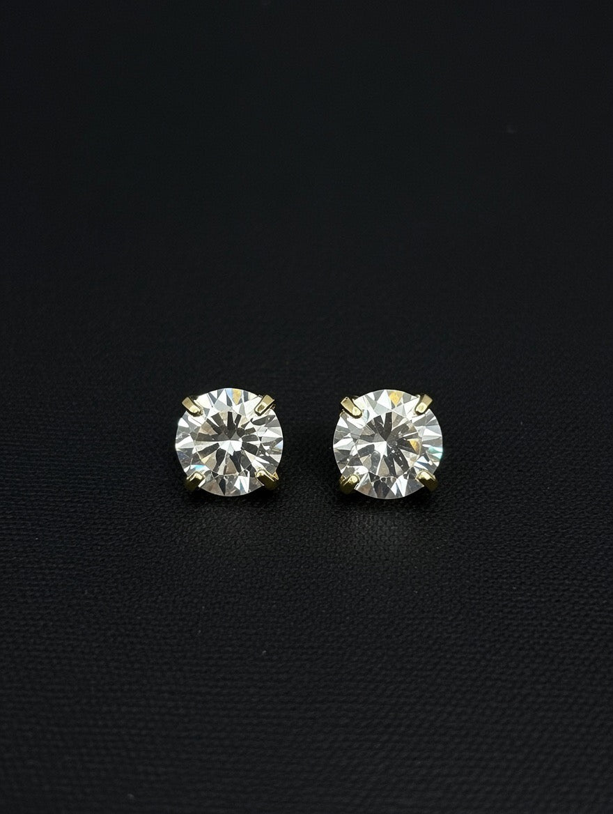 14KT 4mm CZ Stud Earrings (Screw Back)