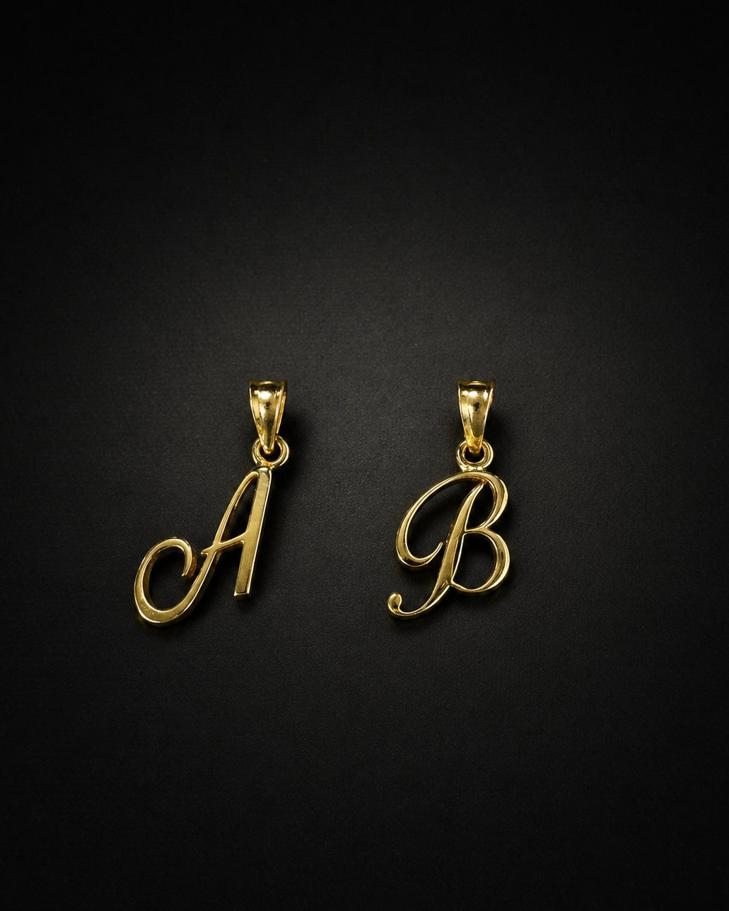 14KT Script Initial Pendant