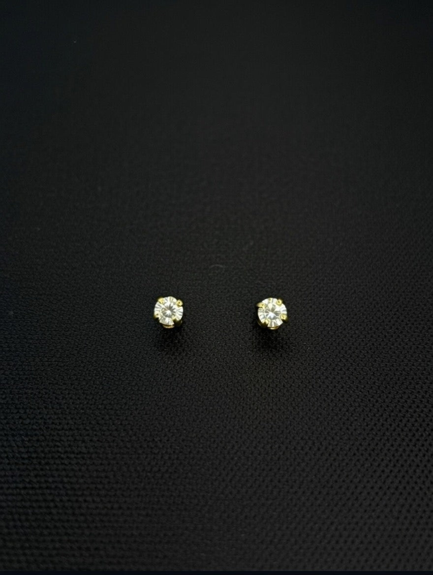 14KT 2.5mm CZ Stud Earrings (Screw Back)