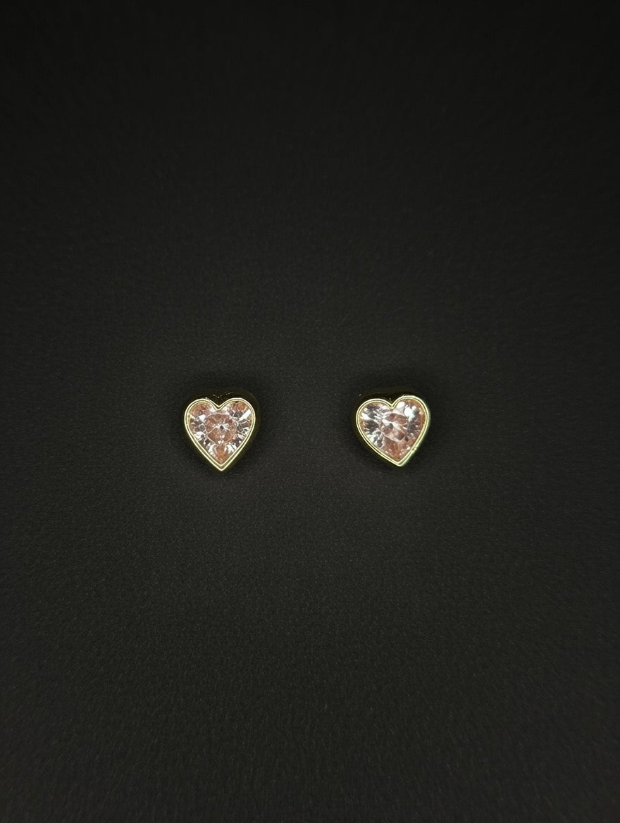 14KT 5mm CZ Stud Earrings w/ Screw Back (Pink)