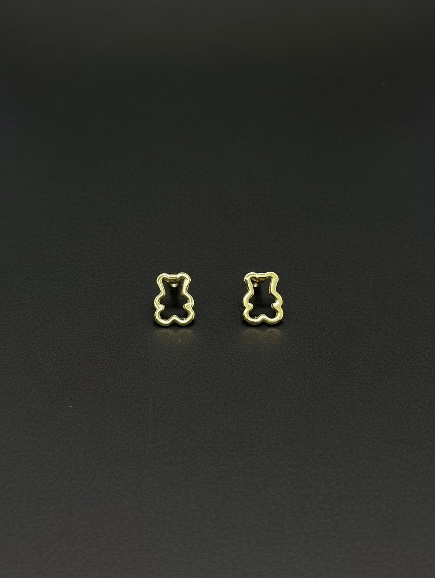 14KT Teddy Bear Stud Earrings w/ Screw Back