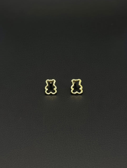 14KT Teddy Bear Stud Earrings w/ Screw Back