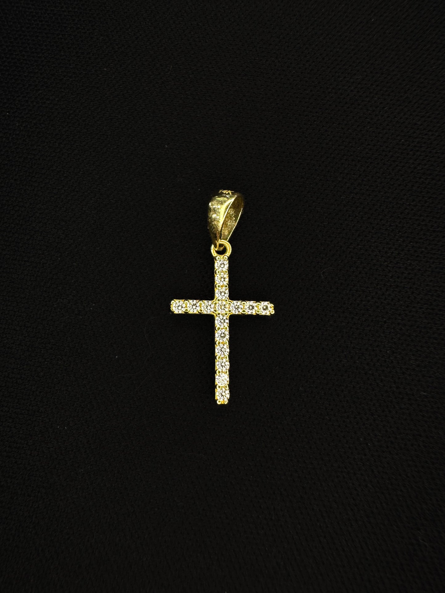 14KT Reversible CZ Cross Pendant