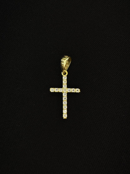 14KT Reversible CZ Cross Pendant