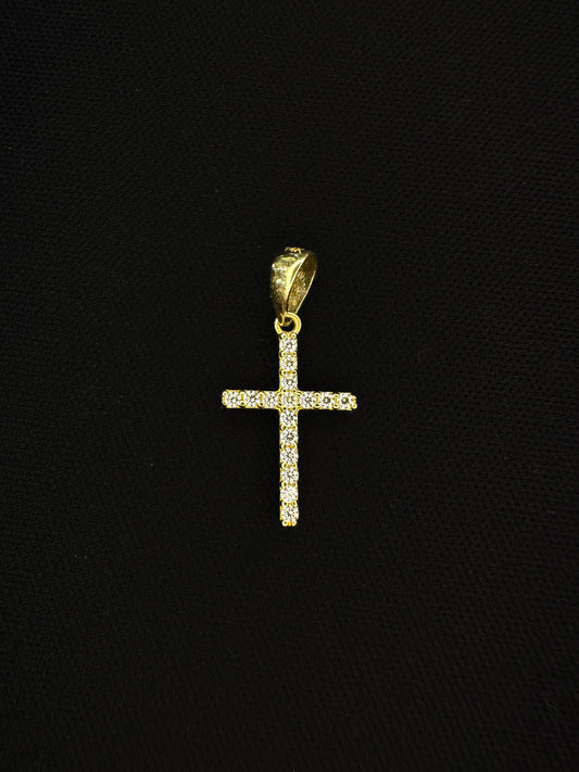 14KT Reversible CZ Cross Pendant