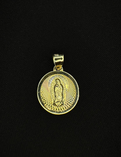14KT Reversible San Judas / Virgen de Guadalupe Pendant