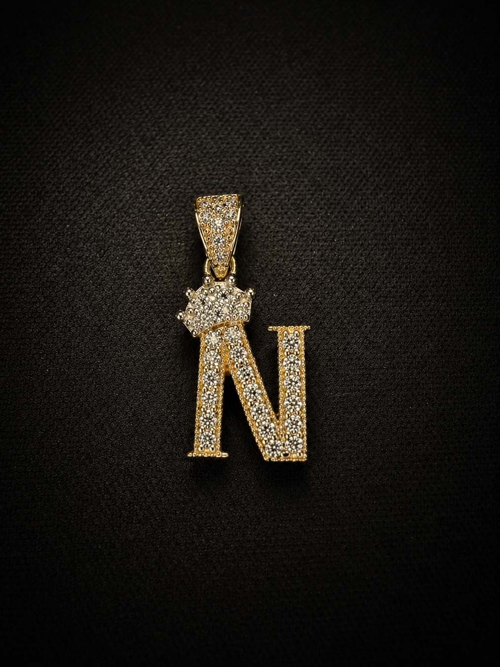 14KT CZ crown Initial Pendant