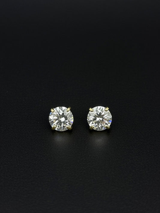 14KT 5mm CZ Stud Earrings (Screw Back)