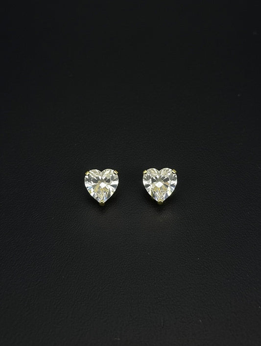 14KT 5mm Heart CZ Stud Earrings (Screw Back)
