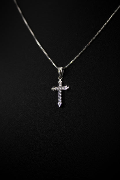 14KT White Gold CZ Cross Pendant