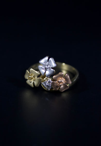 14KT CZ Flower Ring
