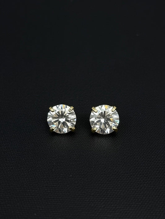 14KT 8mm CZ Stud Earrings (Screw Back)