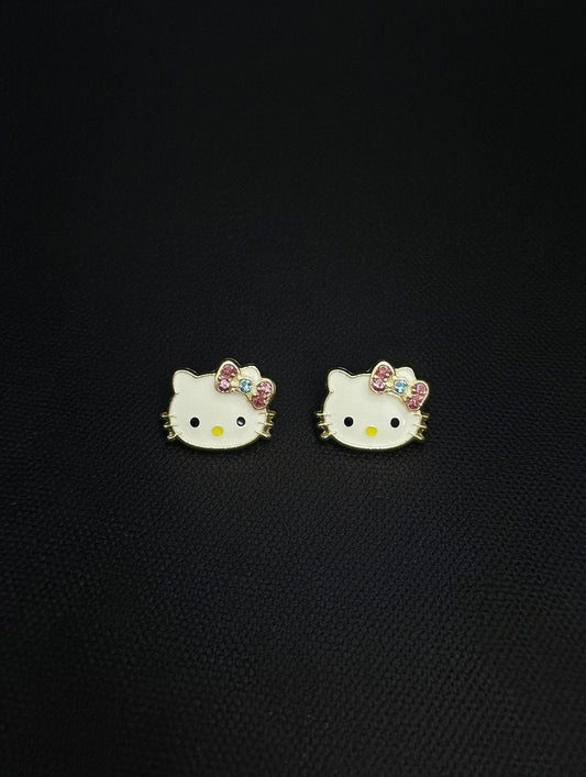 14KT Hello Kitty Stud Earrings w/ Screw Back