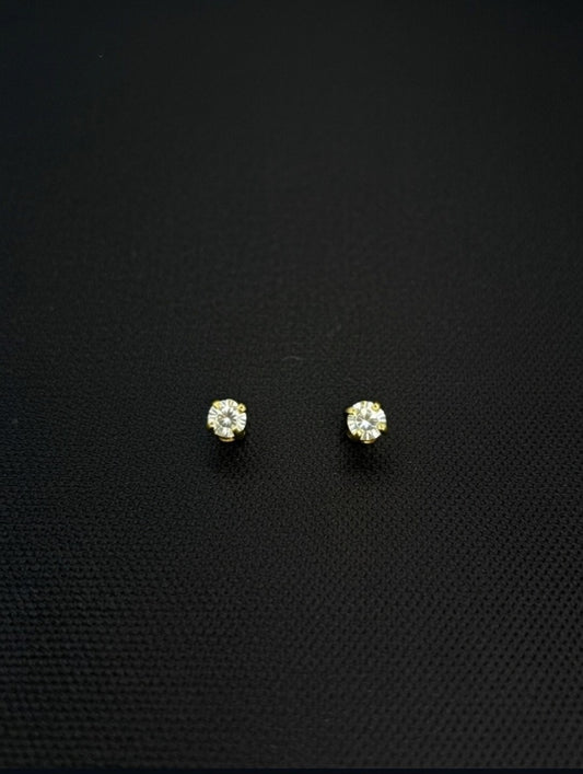 14KT 2.5mm CZ Stud Earrings (Screw Back)