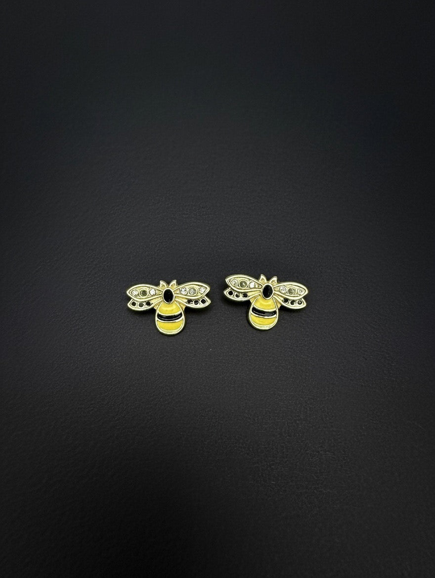 14KT Bumblebee Stud Earrings w/ Screw Back