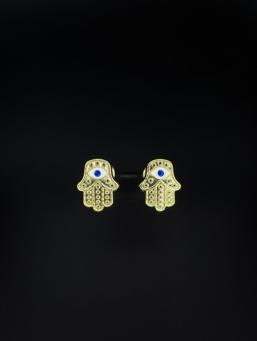 14KT Hamsa Hand Stud Earrings w/ Screw Back