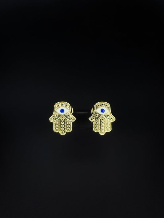 14KT Hamsa Hand Stud Earrings w/ Screw Back