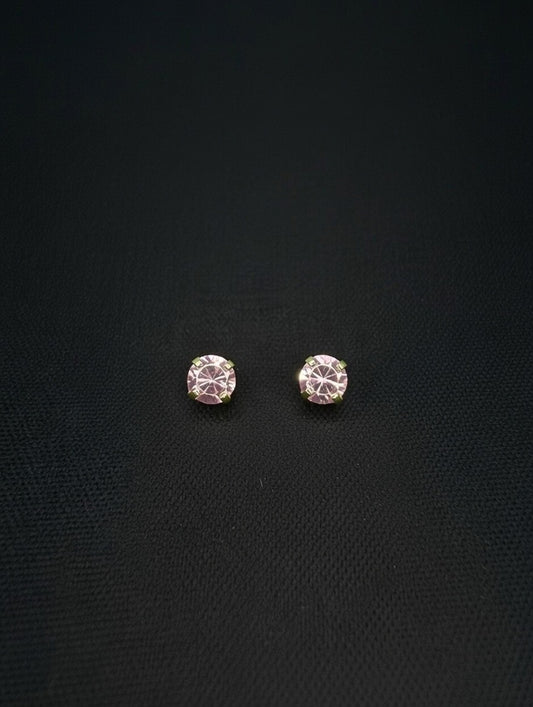 14KT 4mm Pink CZ Stud Earrings (Screw Back)
