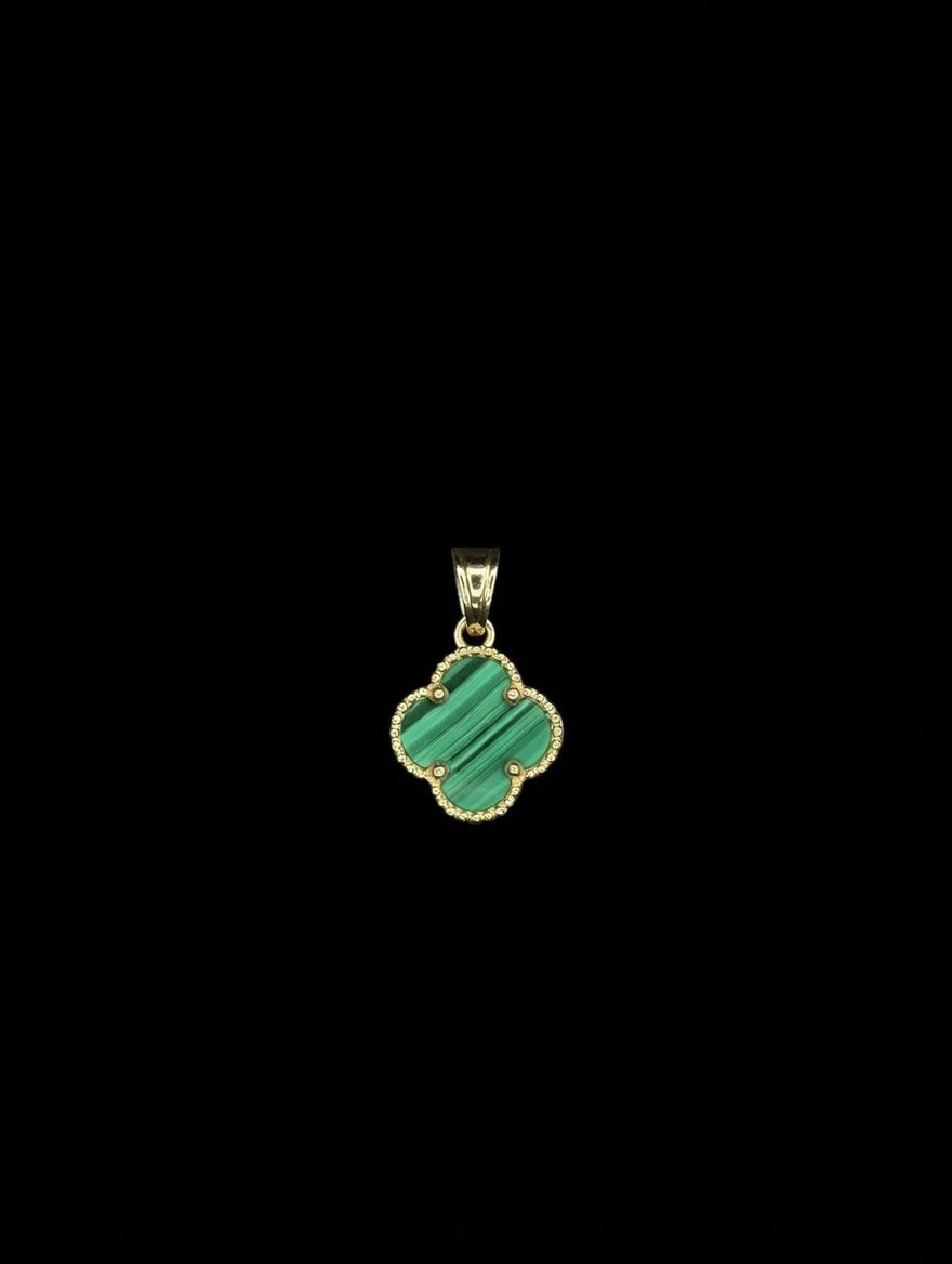14KT Malachite Clover Pendant