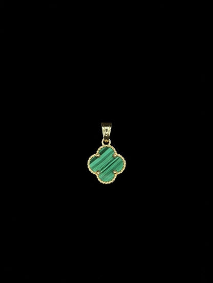 14KT Malachite Clover Pendant