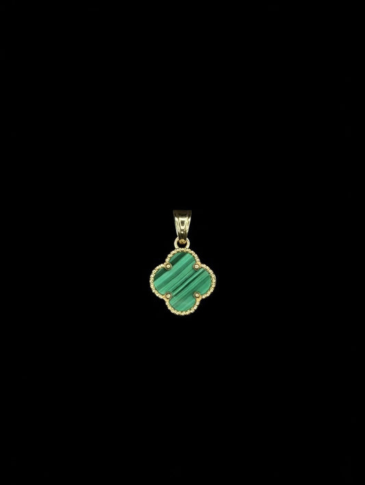 14KT Malachite Clover Pendant