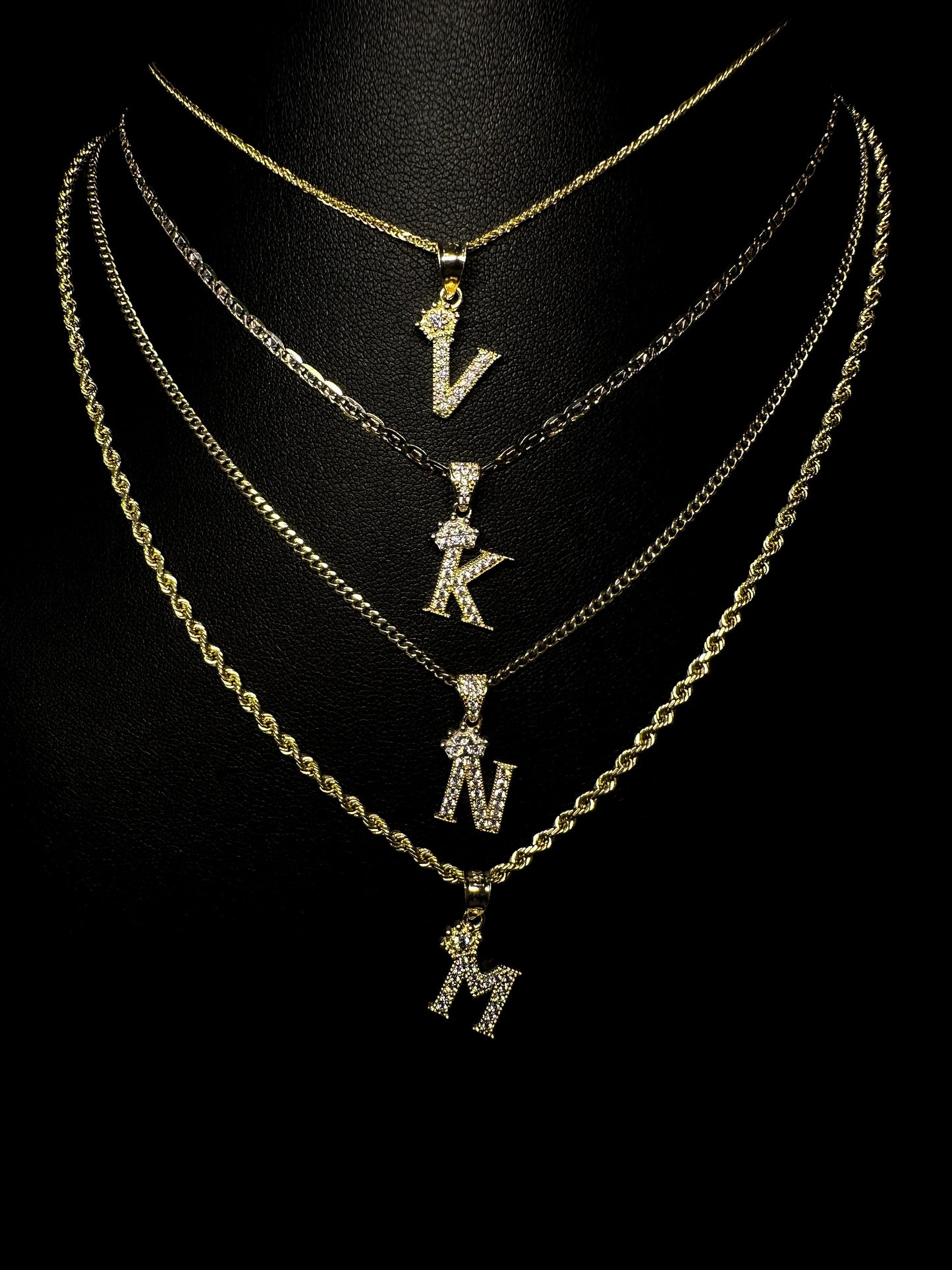 14KT CZ crown Initial Pendant