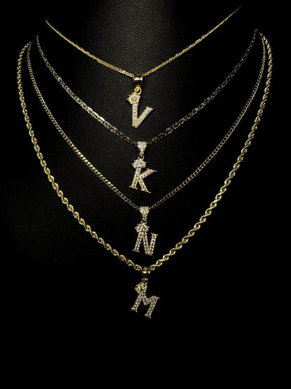 14KT CZ crown Initial Pendant