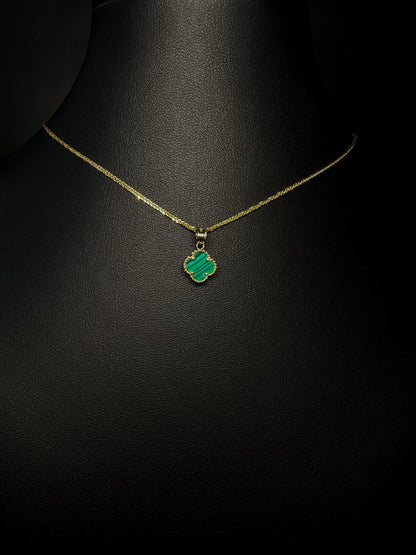 14KT Malachite Clover Pendant