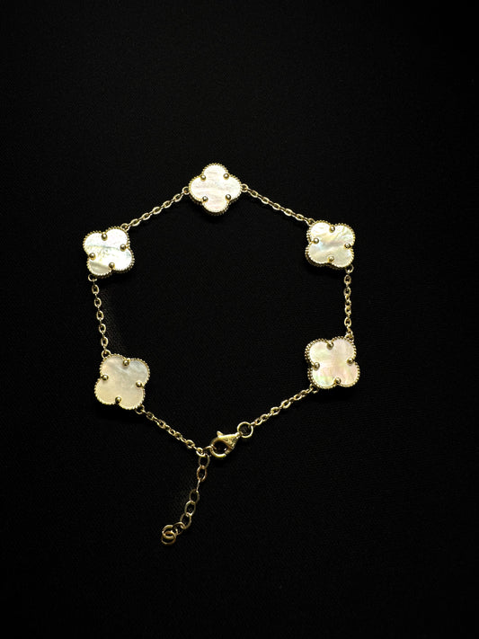 14KT Mother Of Pearl Clover Bracelet