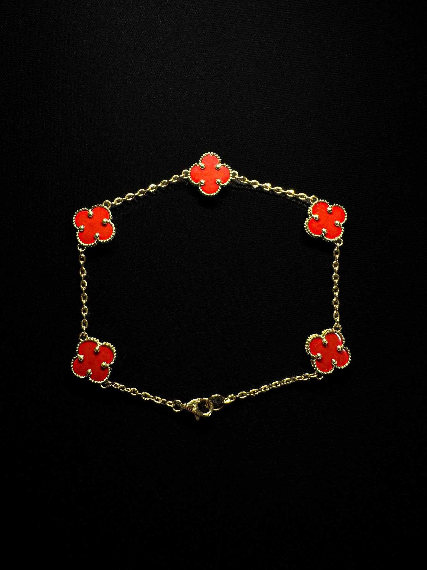 14KT Carnelian Clover Bracelet