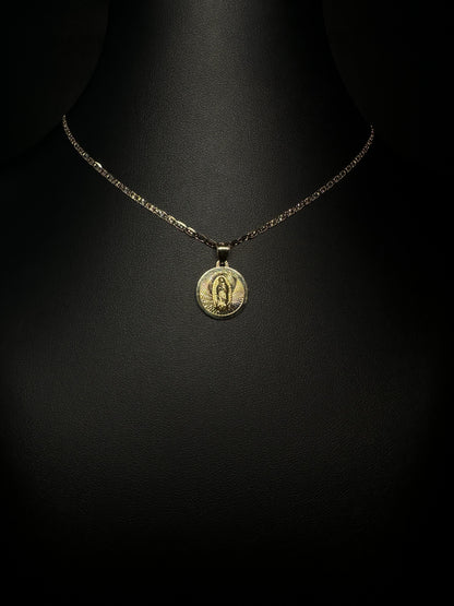 14KT Reversible San Judas / Virgen de Guadalupe Pendant