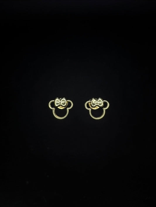 14KT Minnie Mouse Stud Earrings w/ Screw Back