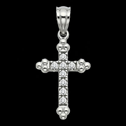 14KT White Gold CZ Cross Pendant