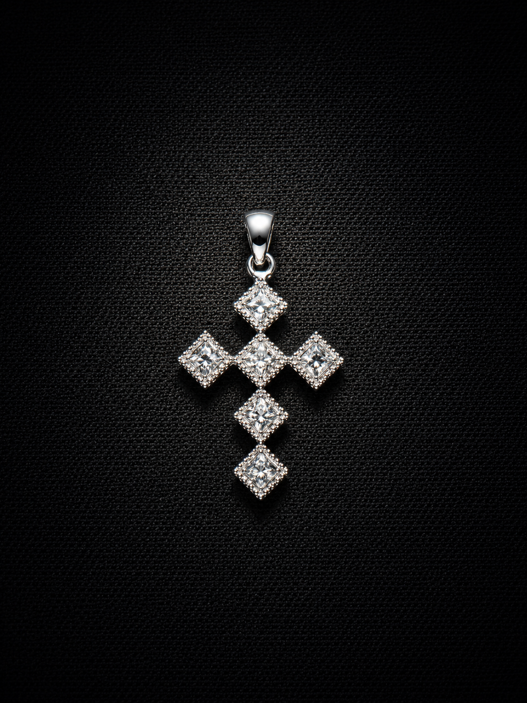 14KT White Gold Diamond Cross