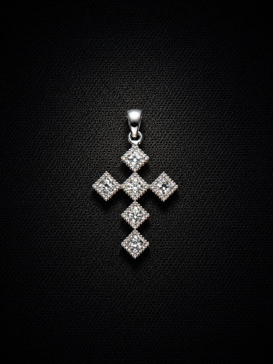 14KT White Gold Diamond Cross