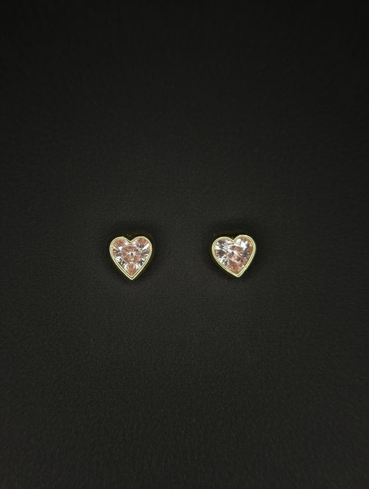14KT 5mm CZ Stud Earrings w/ Screw Back (Pink)