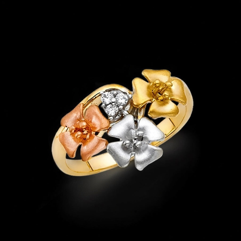 14KT CZ Flower Ring
