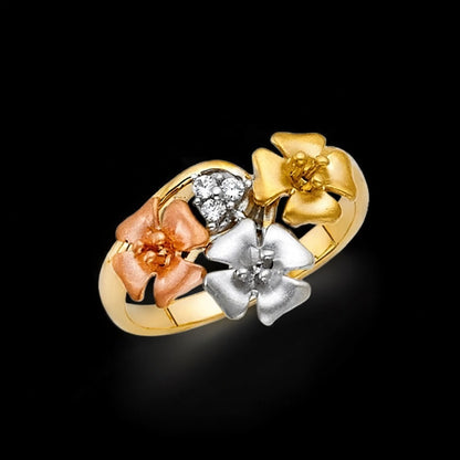 14KT CZ Flower Ring