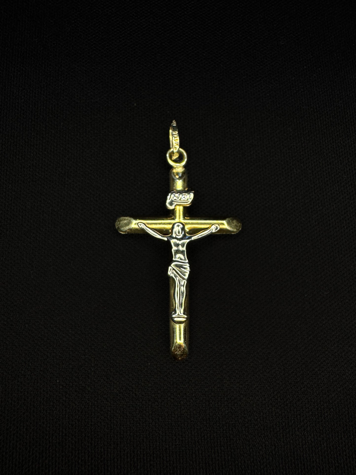 14KT 2-Tone Crucifix Cross Pendant