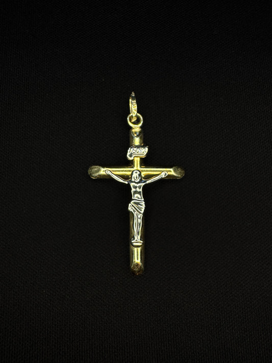 14KT 2-Tone Crucifix Cross Pendant